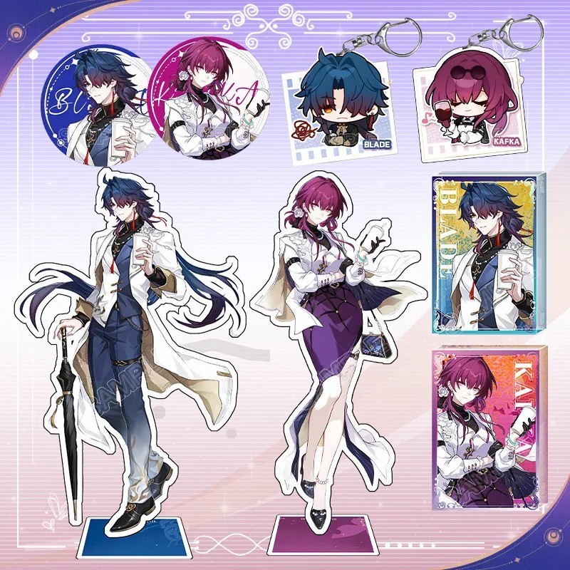 Anime Standee Honkai Star Rail Kafka Blade Acrylic Figure Keychain Badge Stellaron Hunters Decor Gif