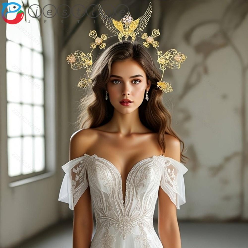 JESTINE Glory Sun Crown - Spike Headpiece, Black Baroque & Renaissance Style Fashion Accessory for W