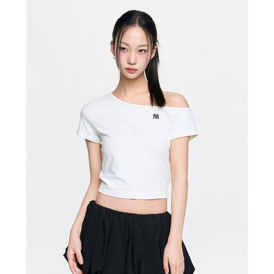 MLB - Áo trễ vai nữ tay ngắn phom croptop Basic_3FTSB0563-50CRS