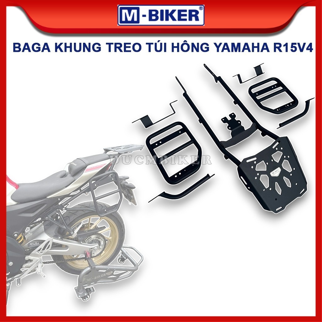 Baga R15M/R15V4, Khung túi hông R15V4, Baga sau gắn khung túi 2 bên dành cho Yamaha R15M | M-Biker