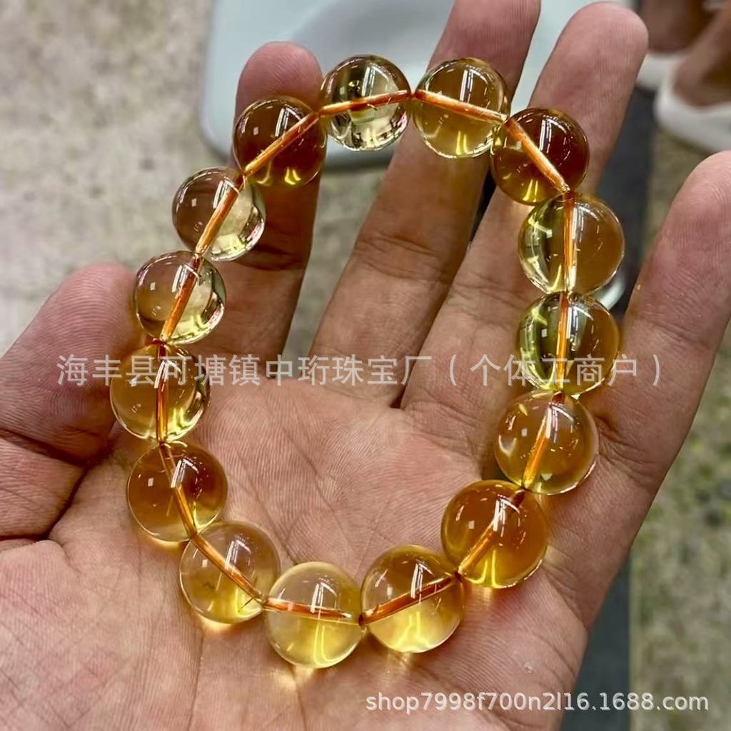 2026 Sản phẩm mới Vòng tay Citrine tự nhiên Vòng tay Citrine Sản phẩm cao Vòng tay Citrine Cơ thể gầ