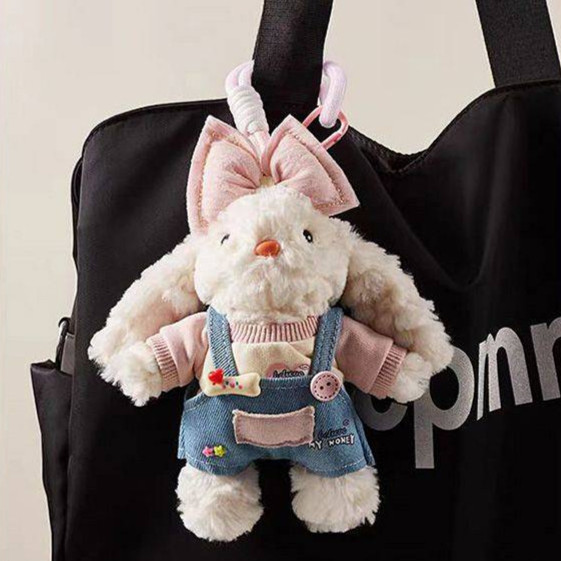 Cute Jeans Long Ears Rabbit Plush Doll Bag Package Pendant Bag Charm Girlfriend Gifts NzIq