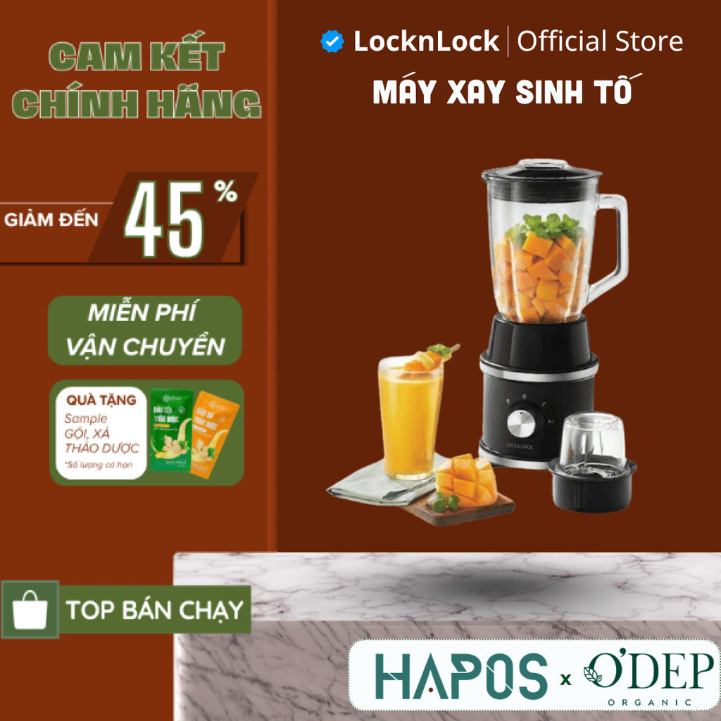 Máy xay sinh tố High Speed Blender LocknLock Chính hãng, 220-240V, 50-60Hz, 600W, Màu đen EJM376BLK 