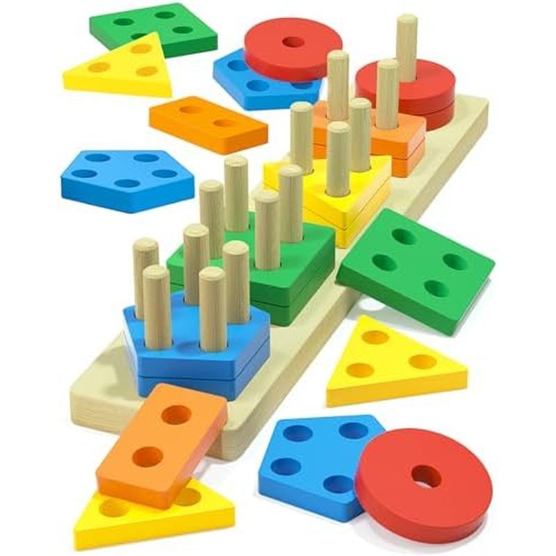 3 Year Old Boys Girls Gifts, Wooden Shape Sorter Toys for Ages 2-4, Toddler Learning Toy Puzzles Bir