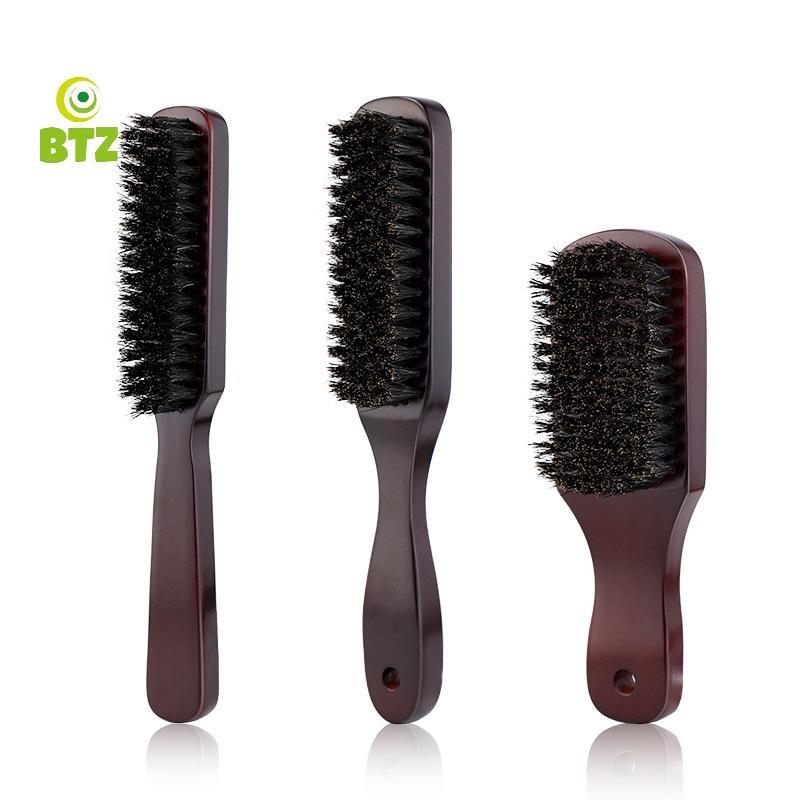 [Btz] tóc bàn chải gỗ xử lý heo rừng lông beardb tạo kiểu tóc Detangling thẳng nâu heo rừng lông mas