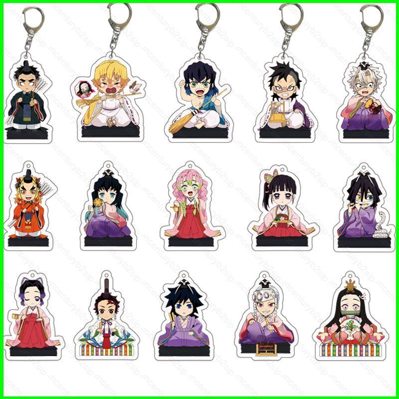 G2P Demon Slayer Móc Khóa Acrylic Anime Móc Khóa Tanjiro Nezuko Akaza Shinobu Túi Pendent Hai Mặt Mó