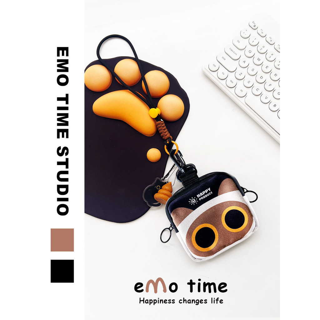 Emo Chính Hãng Mèo Xiêm Túi Di Động Ví Đựng Tiền Xu Di Động Sinh Viên Phù Hợp Với Đường Phố Đeo Tai 