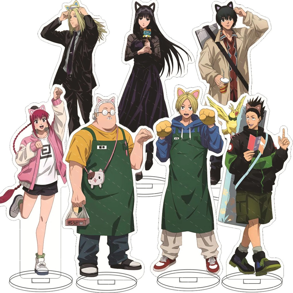 Standee Sakamoto Days mô hình mica trang trí bàn học nhân vật Taro Sakamoto Shin Asakura Lu Shaotang