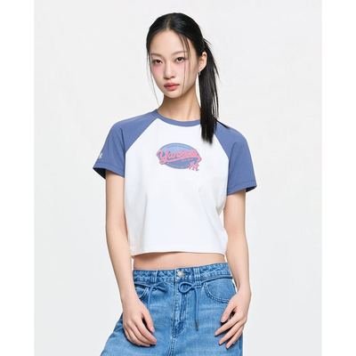MLB - Áo croptop nữ cổ tròn tay ngắn Vintage Colorblock_3FTSV1863-50CRS