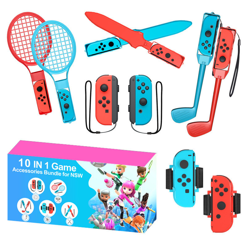 Switch Sports 10 trong 1 Somatosensory Set NSW Interactive Game Golf / Tennis Vợt / Dây đeo cổ tay, 