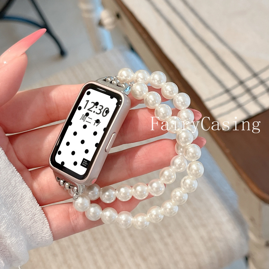 Ngọc Trai Trắng Mùa Hè Thích Hợp Cho Huawei Band 11 Pro 8 9 10NFC Và Huawei Watch Fit3 Fit4 Dây Đeo 