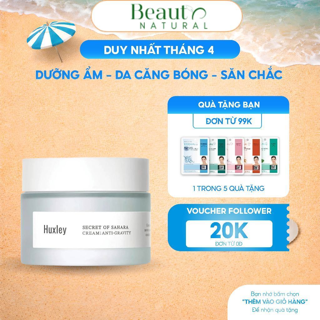 Kem Dưỡng Ẩm Huxley Secret Of Sahara Cream Anti Gravity 50ml - Cải Thiện Da Đều Màu, Tái Tạo Làn Da