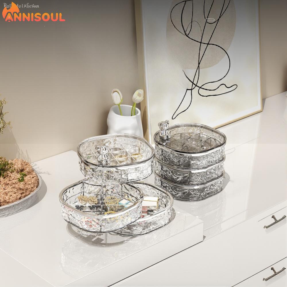 [NISO]Acrylic Rotating Jewelry Box with 3 Separate Layers for Rings Earrings Necklaces