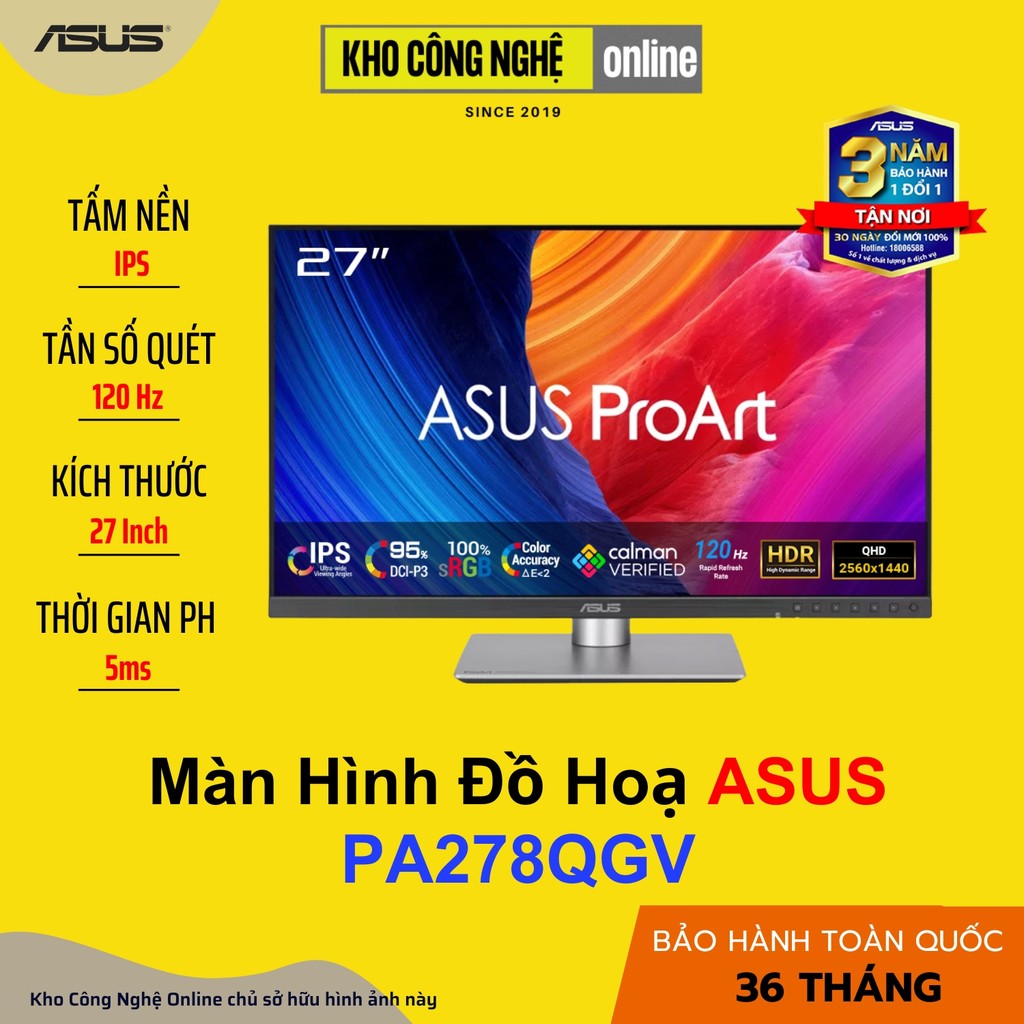 Màn Hình Đồ Hoạ ASUS ProArt  PA278QGV (Hàng Chính Hãng)