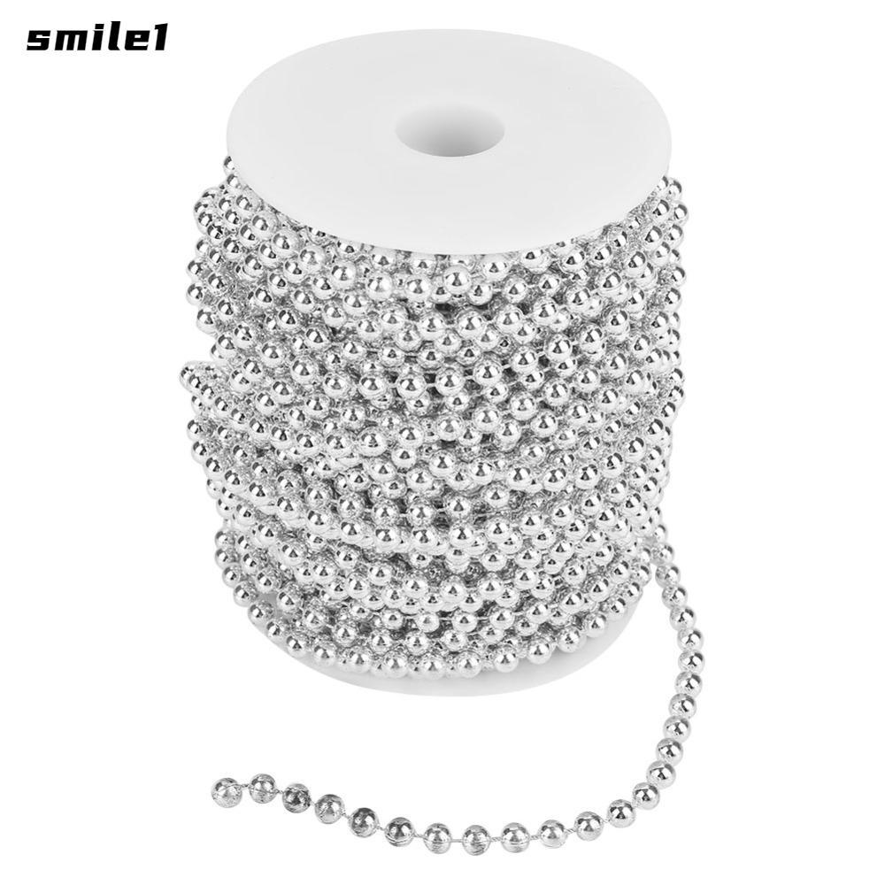 Dây ngọc trai mạ điện SMILE, Dây vòng hoa ngọc trai màu bạc cỡ 6mm, Hạt rời cho quần áo Chiều dài 82