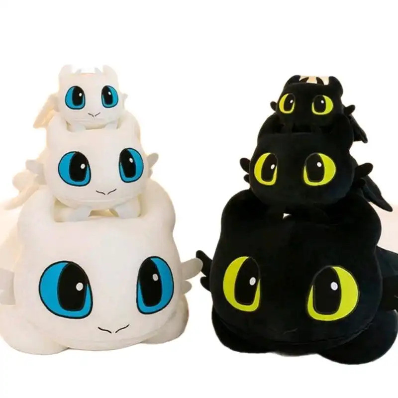 MỚI Không Răng Dragon Bolster / PLUSH - Trắng & Đen [Night Fury / Light Fury]