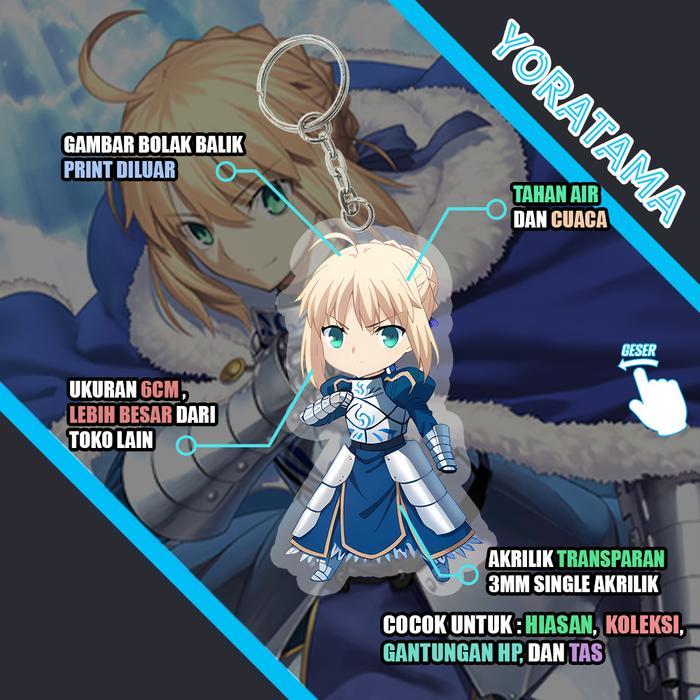 Gantungan Kunci Artoria Fate Grand Order FGO, Keychain Anime Lucu