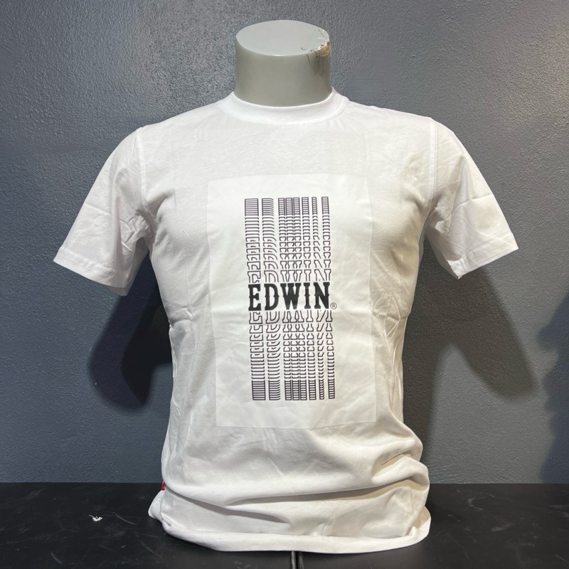 Hàng sẵn có EDWIN Áo thun nam ngắn tay in họa tiết Denim giản dị 100% Cotton mềm mại Áo thun cao cấp