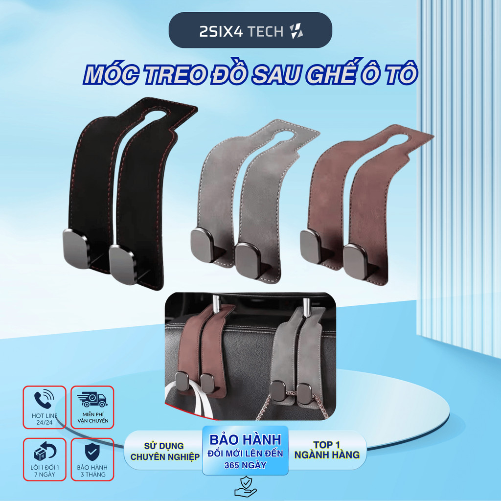 Móc treo lưng ghế ô tô, móc treo lưng ghế ô tô siêu chắc, móc đôi 264 Tech