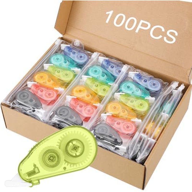 Chivao 100 Pack Mini Correction Tape Bulk Ink Corrector Eraser Tape Set Cute Aesthetic Colorful Inst