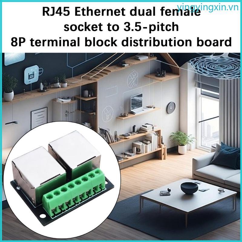 YIN Cổng đôi RJ45 Nữ Board Shielded Ethernet Connector 3 5mm 8Pin