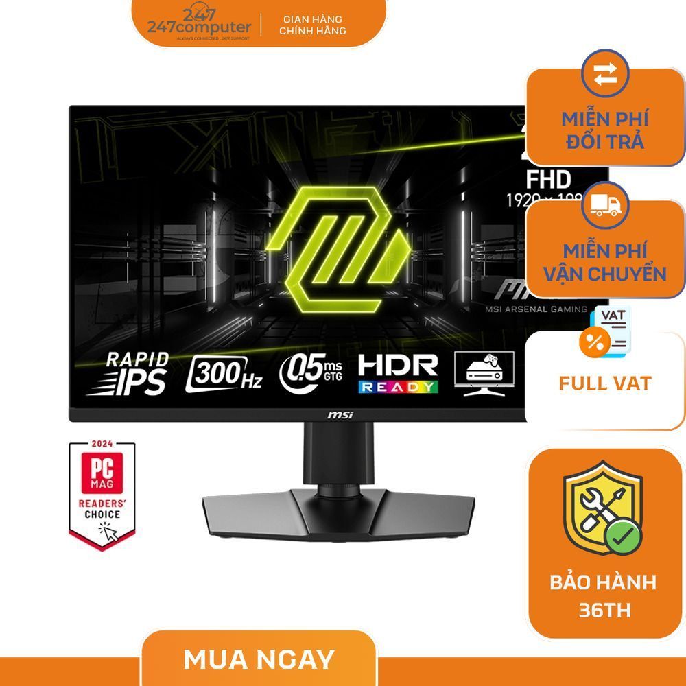 Màn hình gaming Msi MAG 255PXF (24.5"/ IPS/ FHD/ 300Hz/ 0.5ms) - Tần số quét 300Hz - Chân nâng hạ