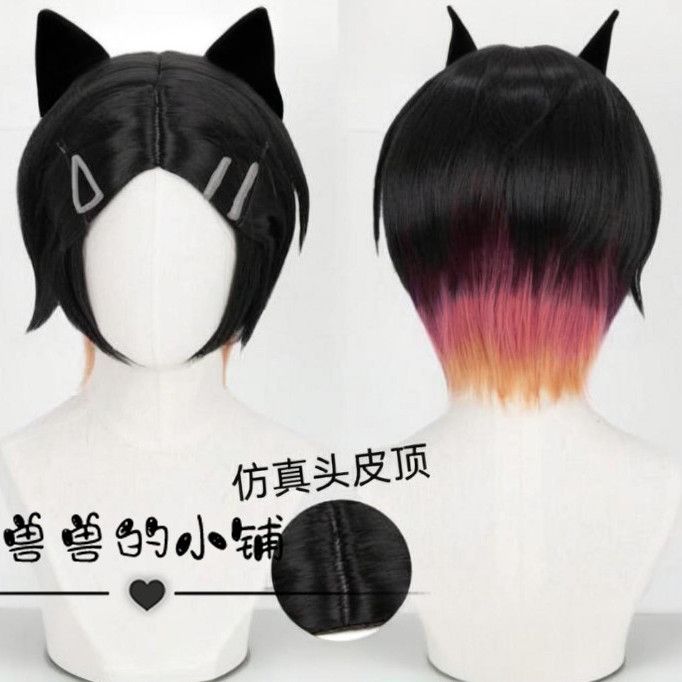 Clove Cosplay Tóc Giả Trò Chơi Valorant Ngắn Đen Hồng Chịu Nhiệt Tổng Hợp Tóc