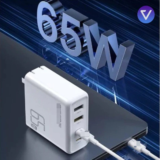 Bộ sạc nhanh 65W PSƐN Pro GaN 65W, 4 cổng, kèm cáp C, chân gập gọn