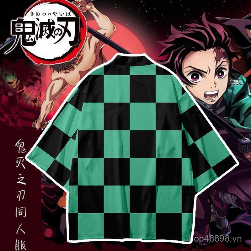 Anime Hàng hóa hai chiều Trẻ em Demon Slayer Haori Áo khoác Kimono Yukata Áo khoác Tanjirou Nezuko X