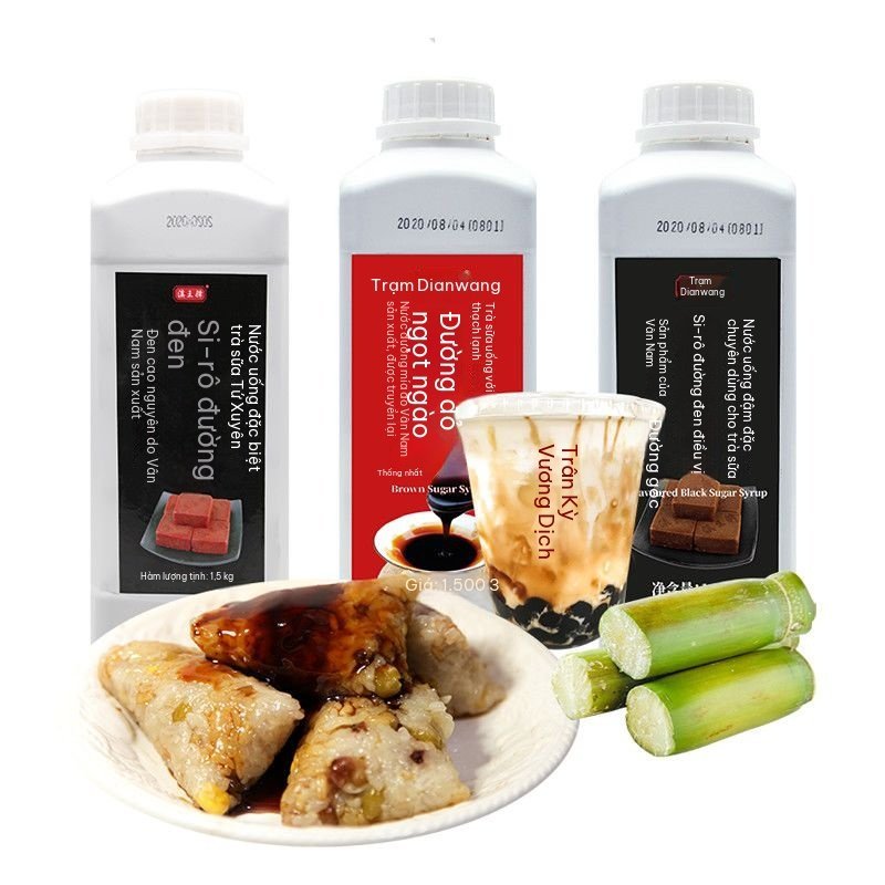 Siro đường nâu lỏng, siro đường mía nguyên chất, trà sữa, bột đá, bánh gạo nếp, siro đường nâu, siro