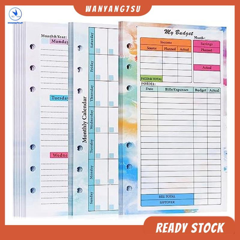 [wanyang7su.ph] 82 tờ A6 Lập kế hoạch ngân sách Nạp lại Notepad Công cụ lập kế hoạch hàng tuần hàng 