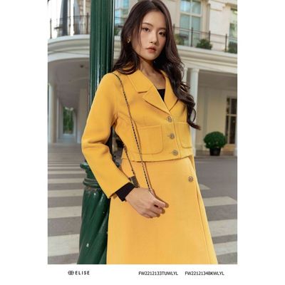Áo vest dạ vàng lông cừu thiết kế Elise FW2212133TUWLYL