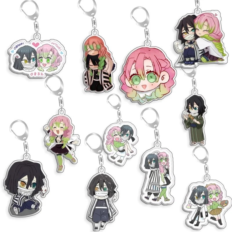 Móc khóa Anime Demon Slayer Kimetsu no Yaiba Mitsuri Obanai Mica Chibi Thanh Gươm Diệt Quỷ Phụ Kiện 