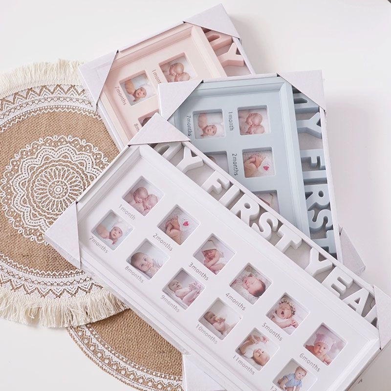 JUA One-year-old photo frame, newborn baby commemorative ID photo frame, baby photo display frame, h