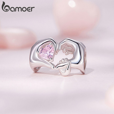Bamoer Vòng Tay DIY Hạt Charm Hình Trái Tim - Quà Tặng Cho Nữ