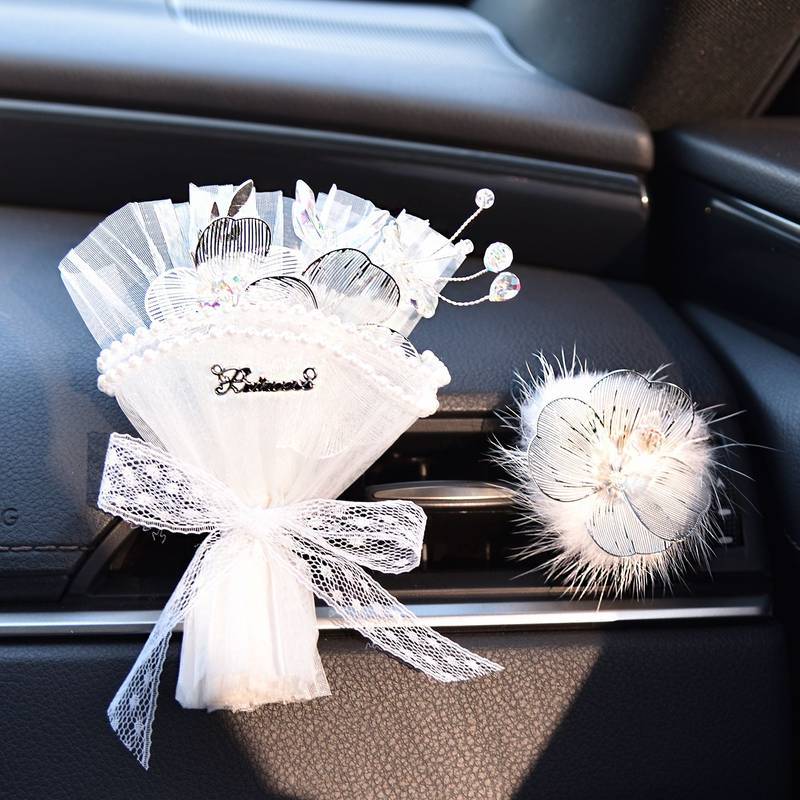 Car Vent Decorative Bouquet Air Conditioning Vent Aromatherapy Car Interior Design Crystal Flower Fe