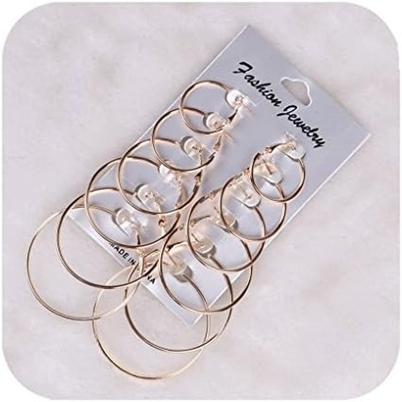 AJ DEFIRO 6 Pair Hoop Earring Set Stainless stud Earring Women Jewelry Silver Tone