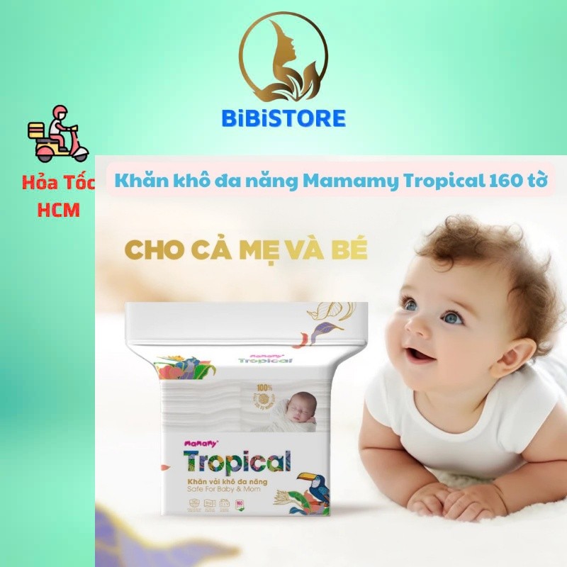 Khăn khô đa năng Mamamy Tropical cao cấp dành cho mẹ và bé 160 tờ/túi