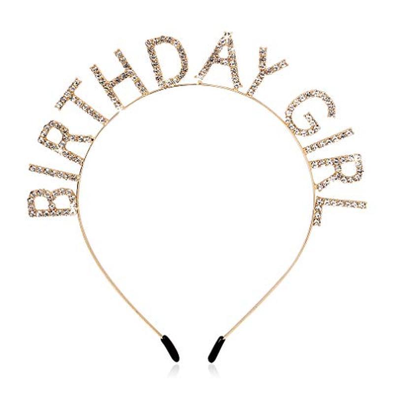 AOPRIE Birthday Girl Headband Tiara for Women & Girls - Happy Birthday Princess Crown Rhinestone Acc