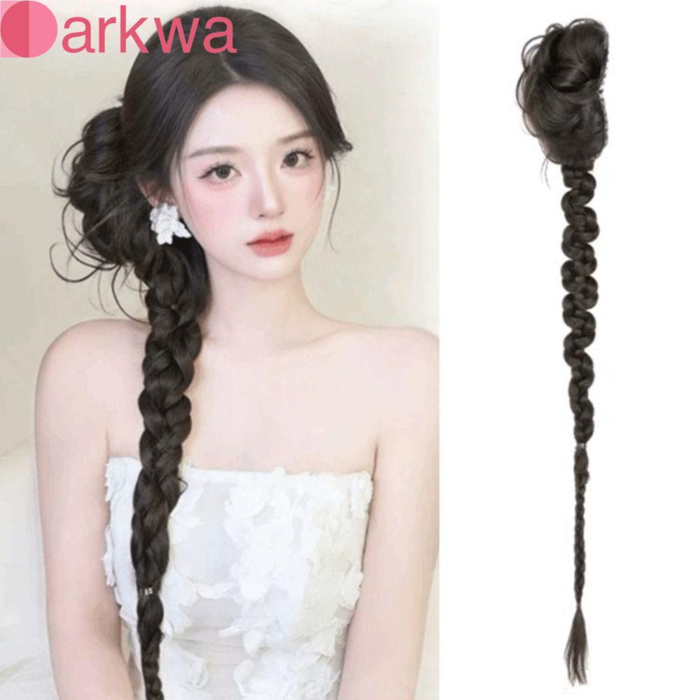 DARKWA Twist Braids Bun Tóc giả Side-Tied Phụ nữ thanh lịch