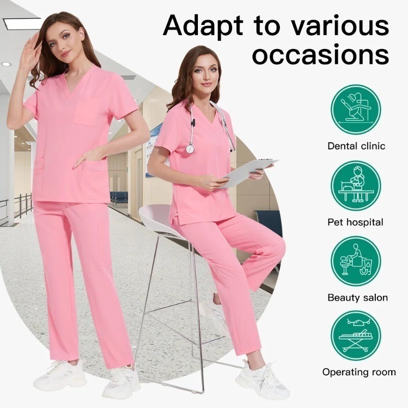 2 món Beauty Institution Scrub Nurse Women 's Set Pet Store Phụ kiện chăm sóc thú y D