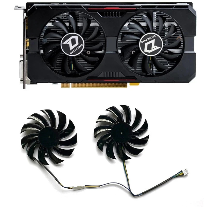 2 chiếc DIY 75mm 4pin GA81O2U T128010Quạt GPU SU RX550 cho Dataland RX 550 Radeon 550 Năng lượng mát