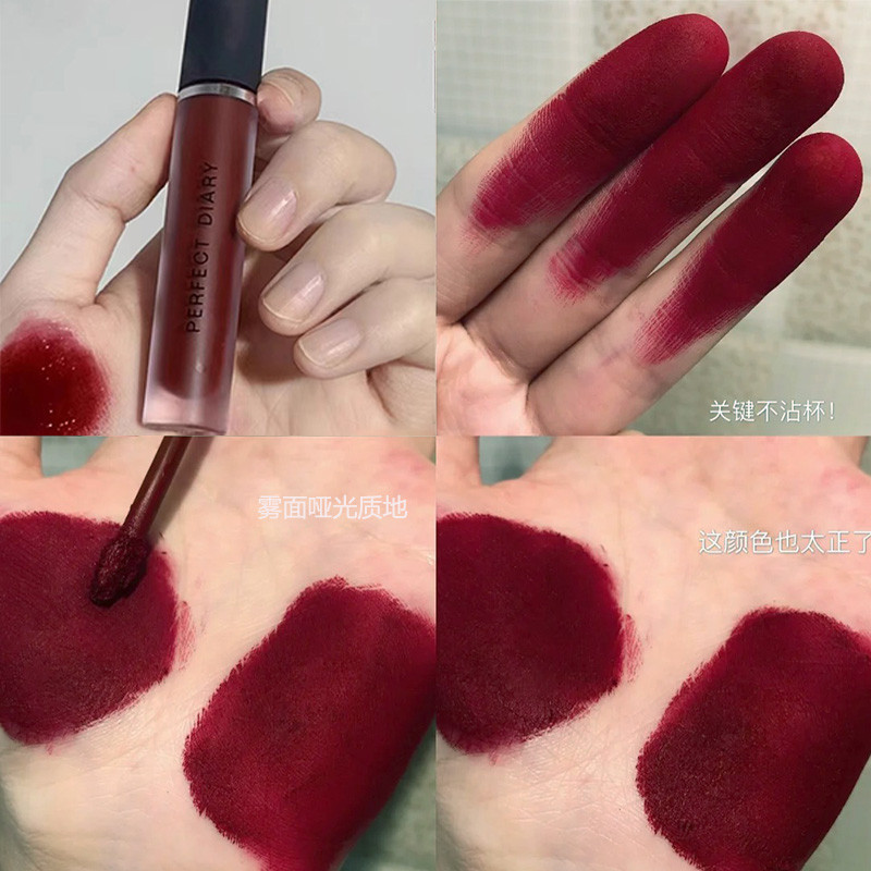 son romand chính hãng son black rouge Perfect Diary Lip Gloss Lipstick 939 Matte Matte Matte Cherrie
