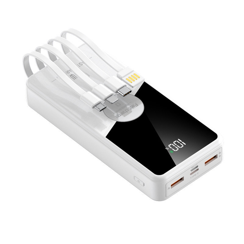 Sạc Dự Phòng  30000mAh, Pin Dự Phòng Tích Hợp 4 Dây Sạc, Sạc Siêu Nhanh, Pin Lithium：