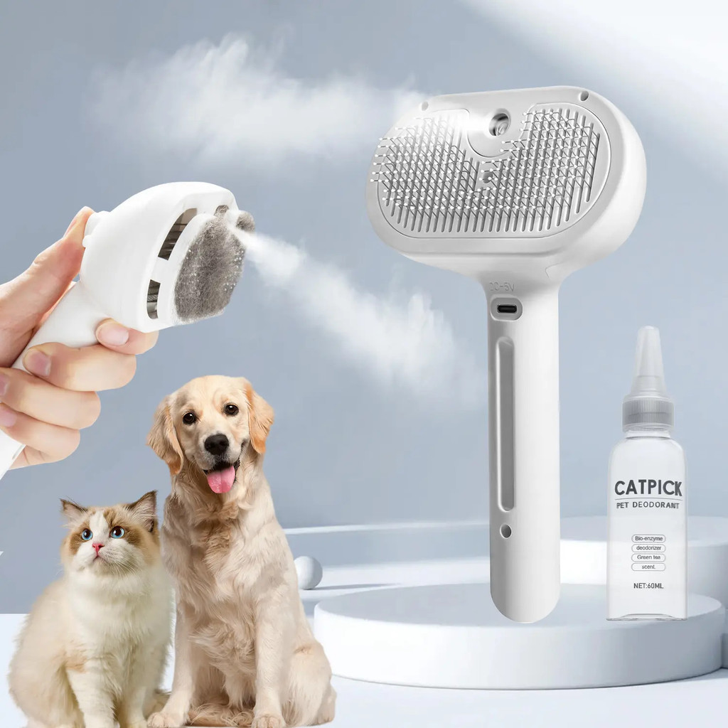 Lược tẩy lông dạng xịt cho thú cưng, cọ lông thú cưng 1 mảnh, cọ làm sạch lông thú cưng có nút rụng,