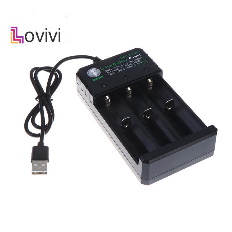 [Lovivivi] Bộ sạc pin Li-ion 3 khe 18650 Bộ sạc USB Bộ sạc pin Li-ion có thể sạc lại cho pin 18650 M