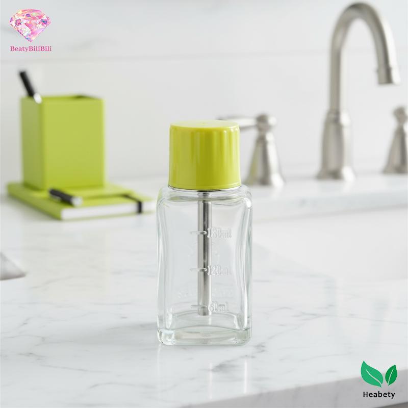 Heabety Làm Móng Tay Báo Chí Bơm Tẩy Móng Tay Chai Thủy Tinh 100ml Phễu Di Động Cho Salon Acetone Lư