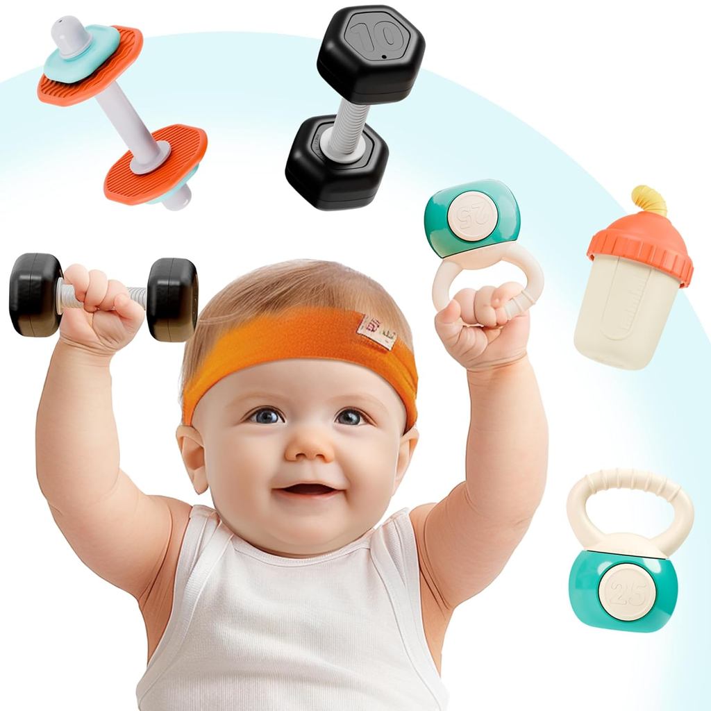 IPlay, iLearn Bộ lục lạc tập thể dục đầu tiên cho bé, Trọng lượng tạ mọc răng Lục lạc 3-6-12 tháng, 