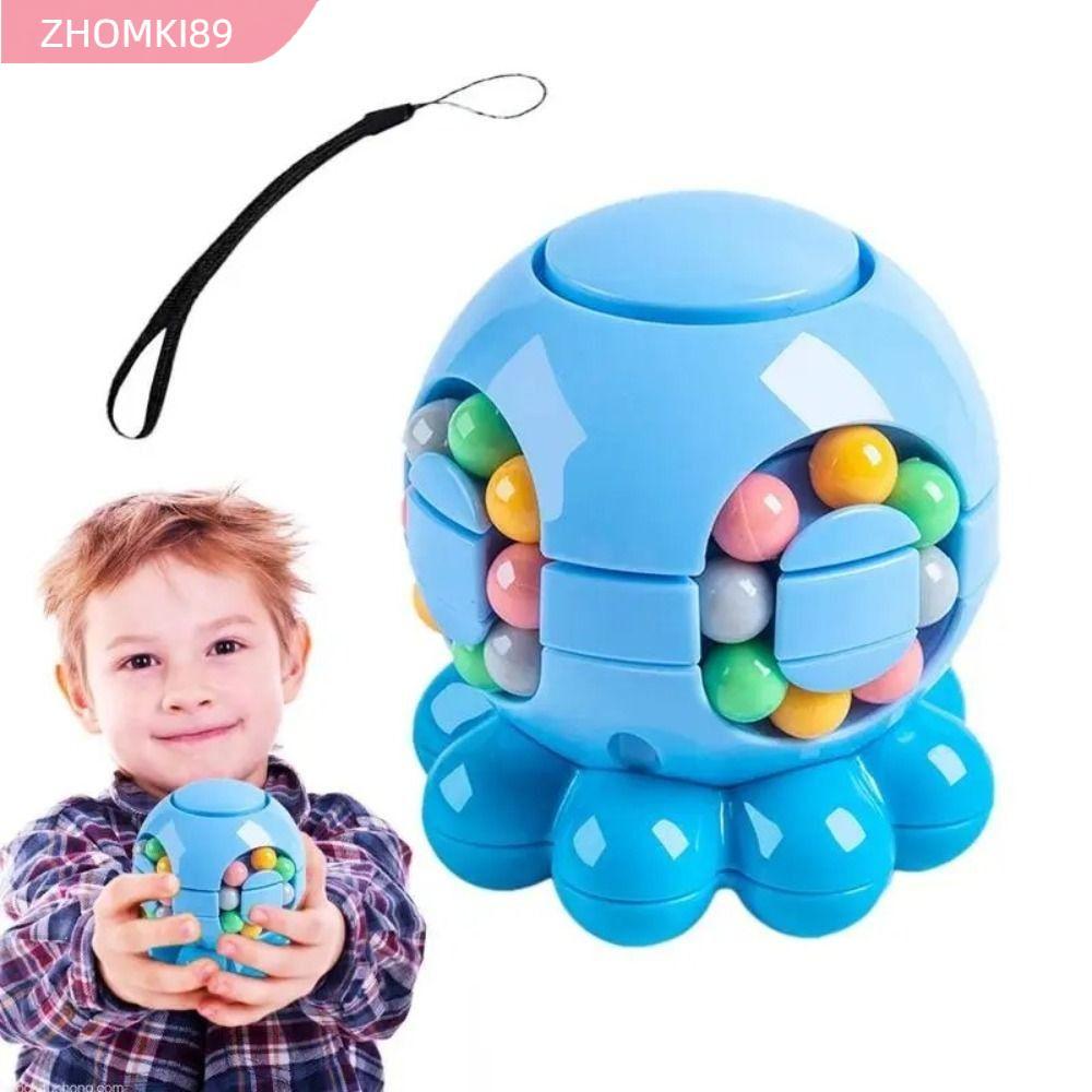 ZHOMKI89 Magic Bean Cube Spinner, Nhựa Ngón Tay Con Quay Con Quay Bóng, Sáng Tạo Xoay Bóng Bạch Tuộc