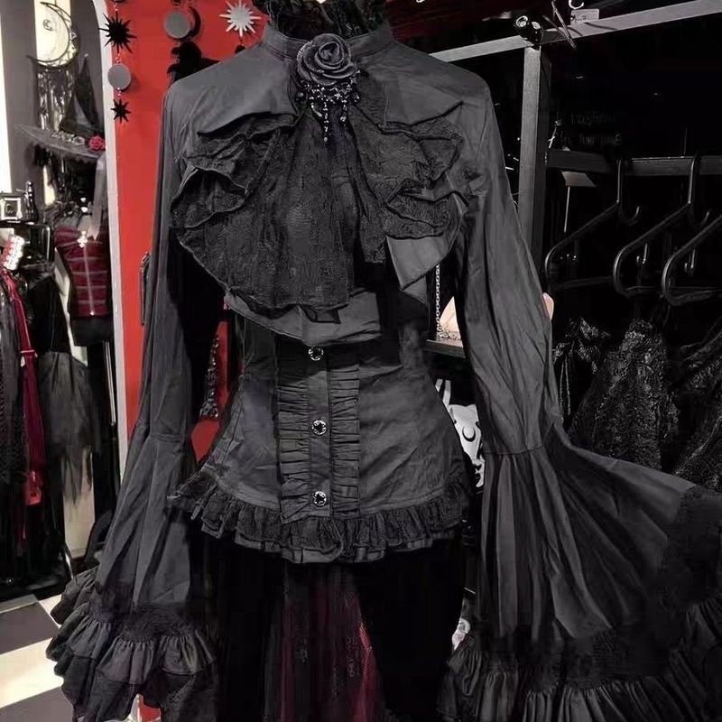 Áo sơ mi dài tay Gothic Gothic Gothic lolita Witch Ji1111123332